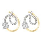 14K YELLOW GOLD 1/2CT ROUND/BAGUETTE DIAMOND LADIES EARRINGS