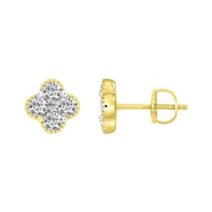 14K YELLOW GOLD 1/3CT ROUND DIAMOND LADIES EARRINGS