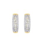 14K YELLOW GOLD 1CT ROUND DIAMOND LADIES HOOPS EARRINGS