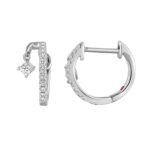 18K WHITE GOLD 1/4CT ROUND/PRINCESS DIAMOND LADIES HOOP EARRINGS