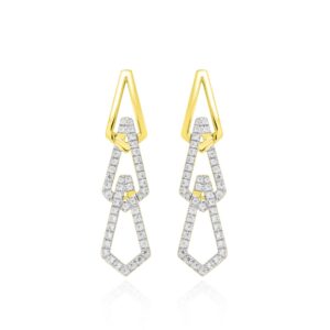 18K YELLOW GOLD 3/4CT ROUND DIAMOND LADIES EARRINGS