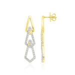 18K YELLOW GOLD 3/4CT ROUND DIAMOND LADIES EARRINGS - Image 2