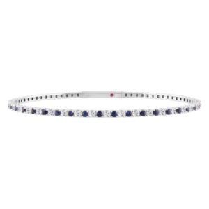 14K WHITE GOLD 2 1/2CT ROUND DIAMOND LADIES FLEXIBLE BANGLE (ROUND BLUE SAPPHIRE DIAMOND 1 1/2CT)