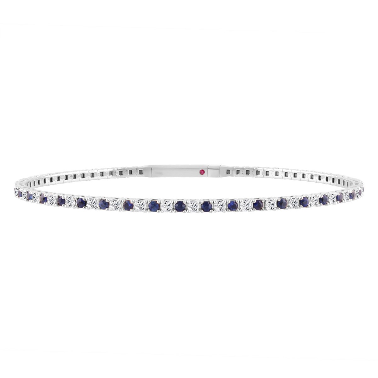 19226714_VA33039W-1201x1201.jpg 14K WHITE GOLD 2 1/2CT ROUND DIAMOND LADIES FLEXIBLE BANGLE (ROUND BLUE SAPPHIRE DIAMOND 1 1/2CT) - Image 1