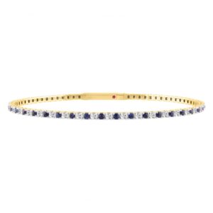 14K YELLOW GOLD 2 1/2CT ROUND DIAMOND LADIES FLEXIBLE BANGLE (BLUE SAPPHIRE ROUND 1 1/2CT)