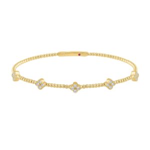 14K YELLOW GOLD 3/8CT ROUND DIAMOND LADIES BANGLE