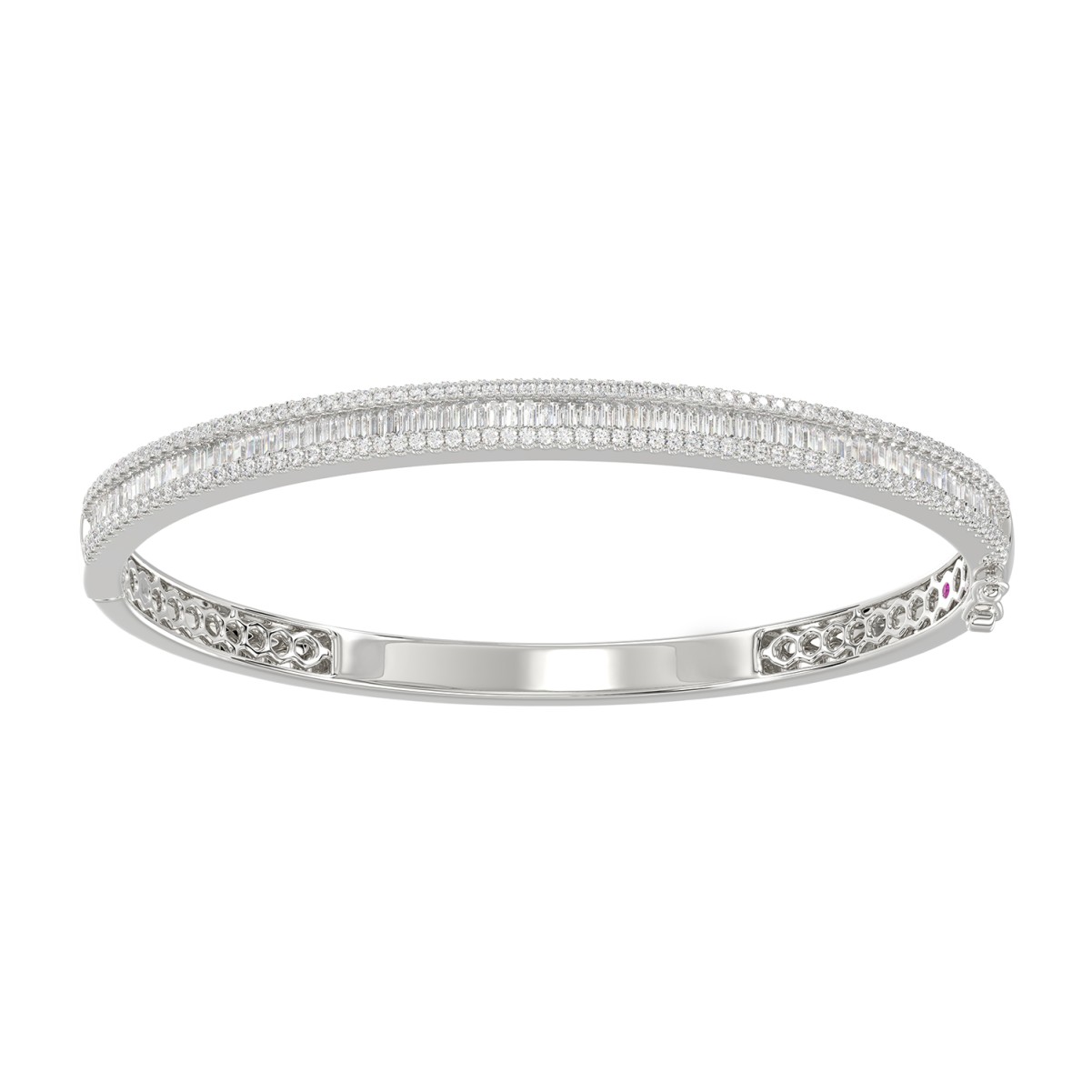 19226834_VA28162W-1201x1201.jpg 18K WHITE GOLD 2CT ROUND/BAGUETTE DIAMOND LADIES BANGLE - Image 1