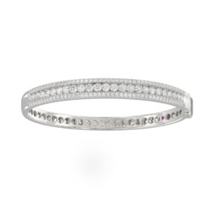 18K WHITE GOLD 3CT ROUND DIAMOND LADIES BANGLE