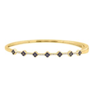 18K YELLOW GOLD 1/6CT ROUND DIAMOND LADIES BANGLE