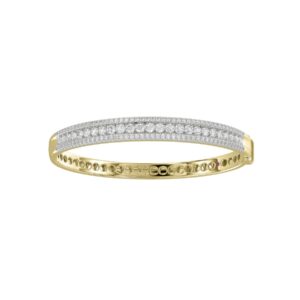 18K YELLOW GOLD 3CT ROUND DIAMOND LADIES BANGLE