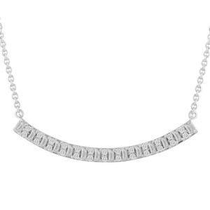 14K WHITE GOLD 1/2CT ROUND/BAGUETTE DIAMOND LADIES NECKLACE