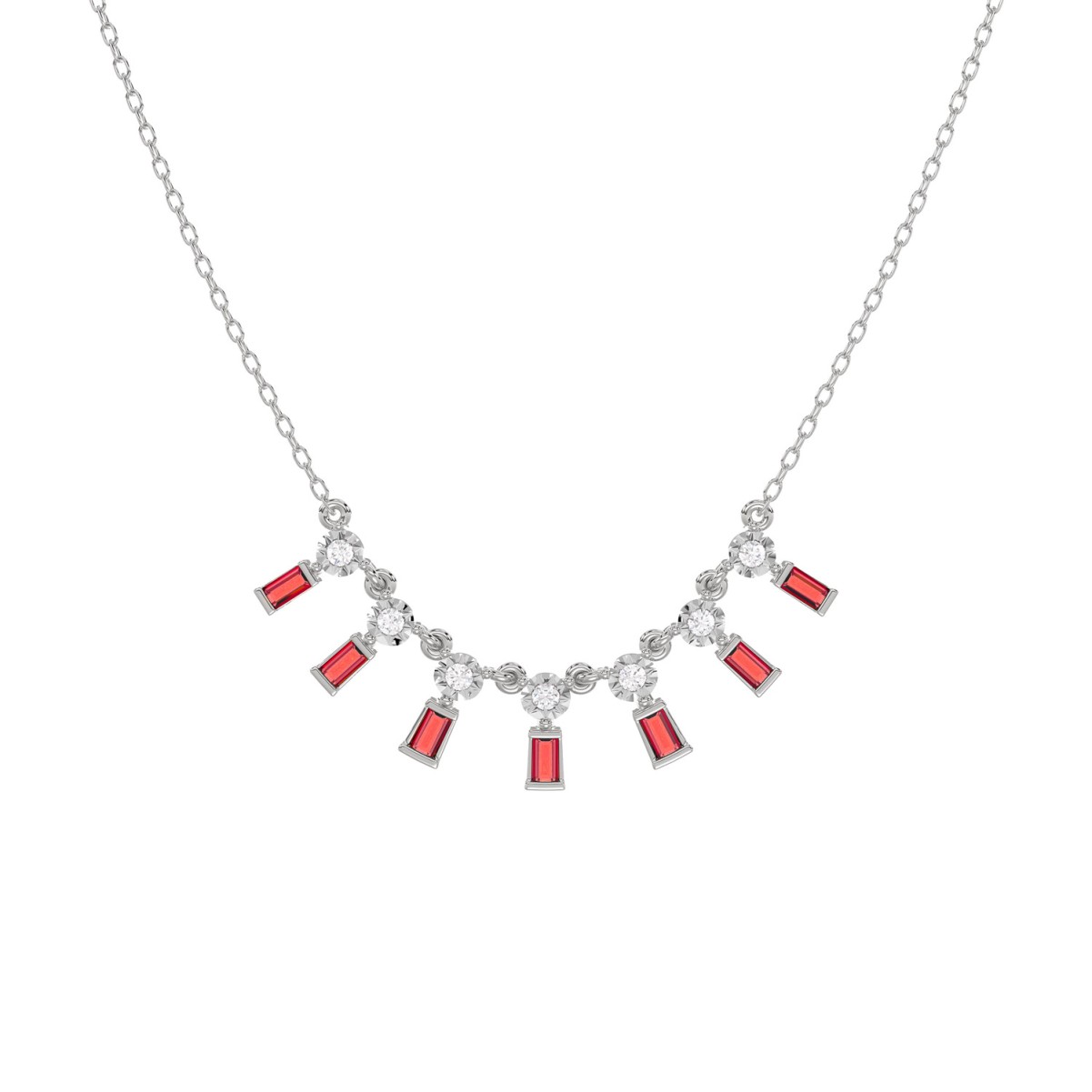 19226965_VA32772W-1201x1201.jpg 14K WHITE GOLD 1/2CT ROUND/BAGUETTE DIAMOND LADIES NECKLACE (RUBY DIAMOND 3/8CT) - Image 1