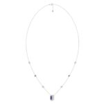 14K WHITE GOLD 7/8CT ROUND/EMERALD BLUE SAPPHIRE DIAMOND LADIES NECKLACE - Image 3