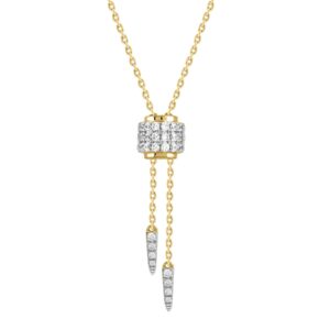 14K YELLOW GOLD 1/2CT ROUND DIAMOND LADIES NECKLACE