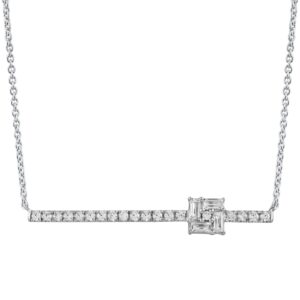 18K WHITE GOLD 1/3CT ROUND/BAGUETTE DIAMOND LADIES NECKLACE