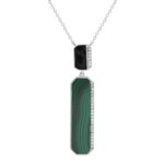 18K WHITE GOLD 3/8CT ROUND/BAGUETTE DIAMOND LADIES NECKLACE
