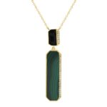 18K YELLOW  GOLD 3/8CT ROUND/BAGUETTE DIAMOND LADIES NECKLACE
