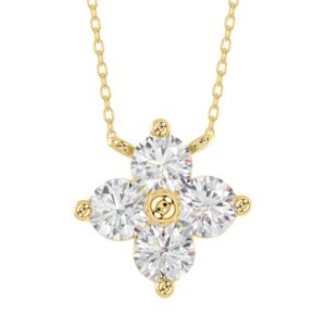 18K YELLOW GOLD 1 5/8CT ROUND DIAMOND LADIES PENDANT WITH CHAIN