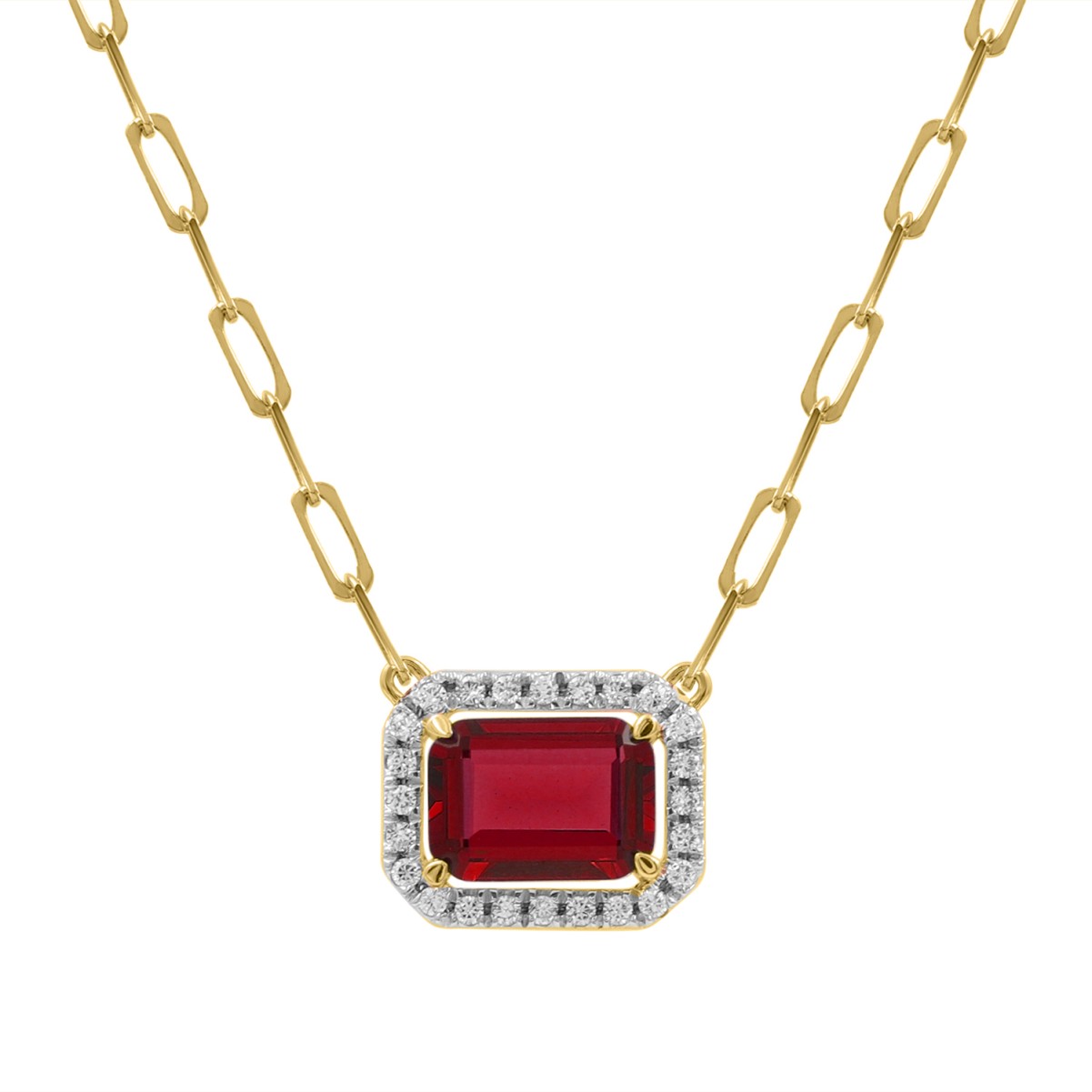 19228009_VA23603Y-1201x1201.jpg 18K YELLOW GOLD 1.00CT ROUND/EMERALD DIAMOND LADIES NECKLACE (COLOR STONE EMERALD RUBY DIAMOND 7/8CT) - Image 1