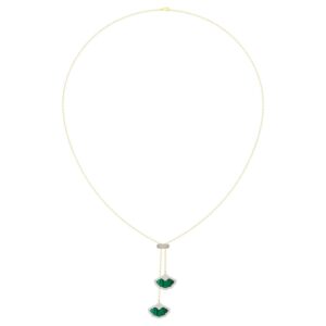 18K YELLOW GOLD 1/2CT ROUND DIAMOND LADIES NECKLACE VERACITAE GREEN
