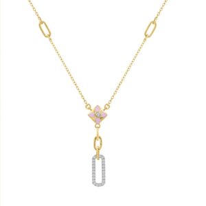 18K YELLOW GOLD 1/6CT ROUND DIAMOND LADIES NECKLACE