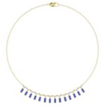 18K YELLOW GOLD 1CT ROUND/BAGUETTE DIAMOND LADIES NECKLACE(COLOR STONE SAPPHIRE DIAMOND 3/4CT)