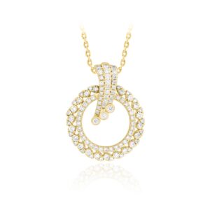 18K YELLOW GOLD 3/4CT ROUND DIAMOND LADIES PENDANT WITH CHAIN