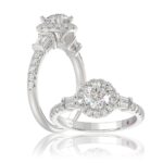 14K WHITE GOLD 1 1/4CT ROUND/BAGUETTE DIAMOND LADIES RING( CENTER STONE ROUND DIAMOND 3/4 CT)