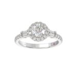 14K WHITE GOLD 1 1/4CT ROUND/BAGUETTE DIAMOND LADIES RING( CENTER STONE ROUND DIAMOND 3/4 CT) - Image 2