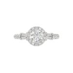 14K WHITE GOLD 1 1/4CT ROUND/BAGUETTE DIAMOND LADIES RING( CENTER STONE ROUND DIAMOND 3/4 CT) - Image 5