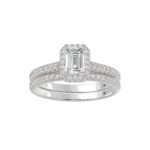 14K WHITE GOLD 1 1/4CT ROUND/EMERALD DIAMOND LADIES BRIDAL SET(CENTER STONE EMERALD DIAMOND 3/4CT) - Image 6