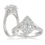 14K WHITE GOLD 1 1/4CT ROUND/PEAR DIAMOND LADIES RING(CENTER STONE PEAR DIAMOND 3/4CT)