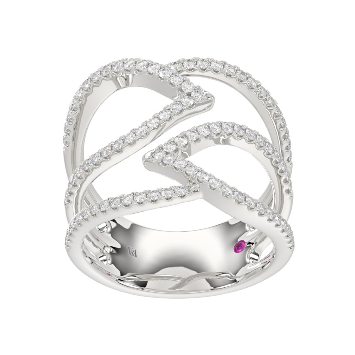 19228333_VA13808W-1201x1201.jpg 14K WHITE GOLD 1/2CT ROUND DIAMOND LADIES RING - Image 1