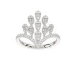 14K WHITE GOLD 1/2CT ROUND/BAGUETTE DIAMOND LADIES FASHION RING