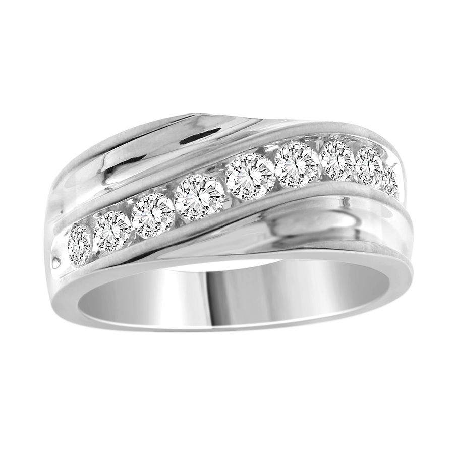 19228892_201920W.jpg MEN'S BAND 1.00CT ROUND DIAMOND 10K WHITE GOLD - Image 1