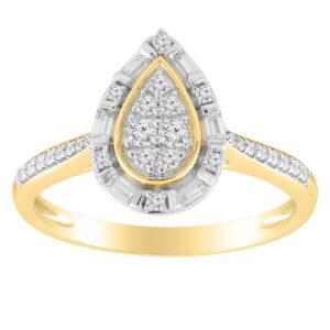 LADIES RING 0.33CT ROUND/BAGUETTE DIAMOND 10K YELLOW GOLD