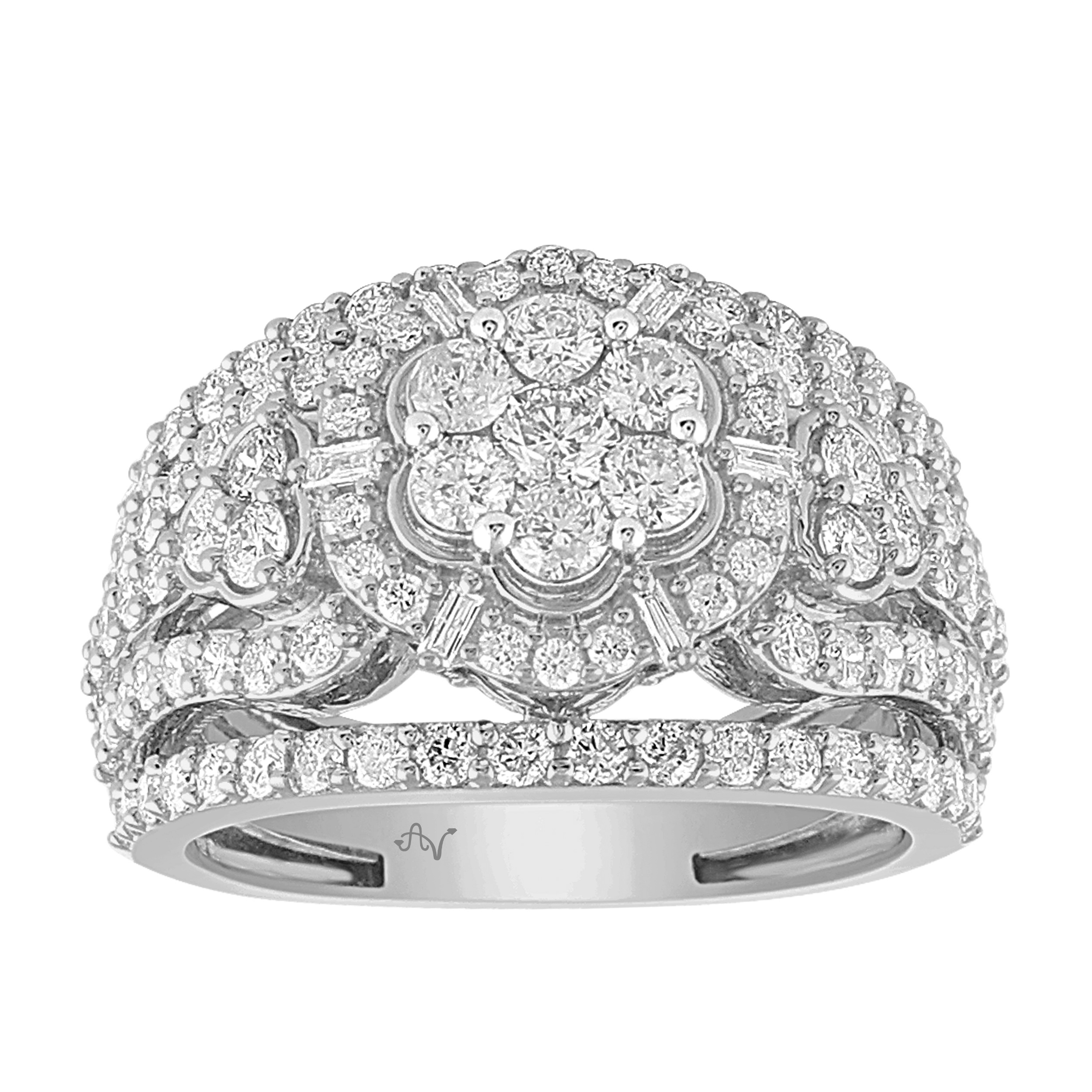 19228896_313171W.jpg LADIES RING 2.00CT ROUND/BAGUETTE DIAMOND 10K WHITE GOLD - Image 1