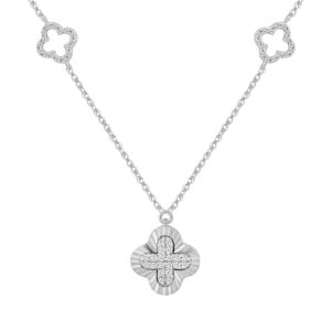 LADIES NECKLACE 0.25CT ROUND DIAMOND 10K WHITE GOLD