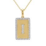 10K Yellow Gold letter 'I' Fashion Pendant With Chain - 0.20 CT Round Diamond Ladies Jewelry Gift