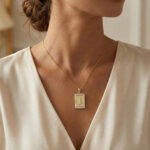 10K Yellow Gold letter 'I' Fashion Pendant With Chain - 0.20 CT Round Diamond Ladies Jewelry Gift - Image 4