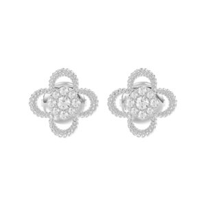 18K WHITE GOLD 1/6CT ROUND DIAMOND LADIES EARRINGS