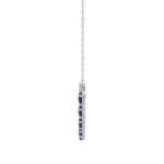 18K WHITE GOLD 2 7/8CT ROUND/PEAR DIAMOND LADIES NECKLACE(COLOR STONE PEAR SAPPHIRE DIAMOND 2 7/8CT) - Image 2