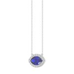 18K WHITE GOLD 7/8CT ROUND/MARQUISE DIAMOND LADIES NECKLACE(COLOR STONE MARQUISE SAPPHIRE DIAMOND 3/4CT) - Image 3
