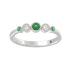 10K WHITE GOLD 1/3CT ROUND DIAMOND LADIES RING (ROUND EMERALD DIAMOND 1/5CT)