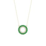 10K YELLOW GOLD 1/2CT ROUND DIAMOND LADIES PENDANT WITH CHAIN (ROUND EMERALD DIAMOND 1/3CT)