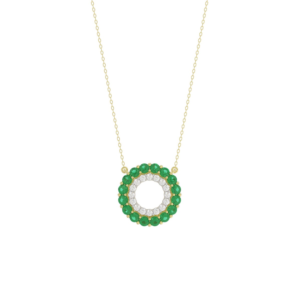 19256032_VA33516Y-10K-1201x1201.jpg 10K YELLOW GOLD 1/2CT ROUND DIAMOND LADIES PENDANT WITH CHAIN (ROUND EMERALD DIAMOND 1/3CT) - Image 1