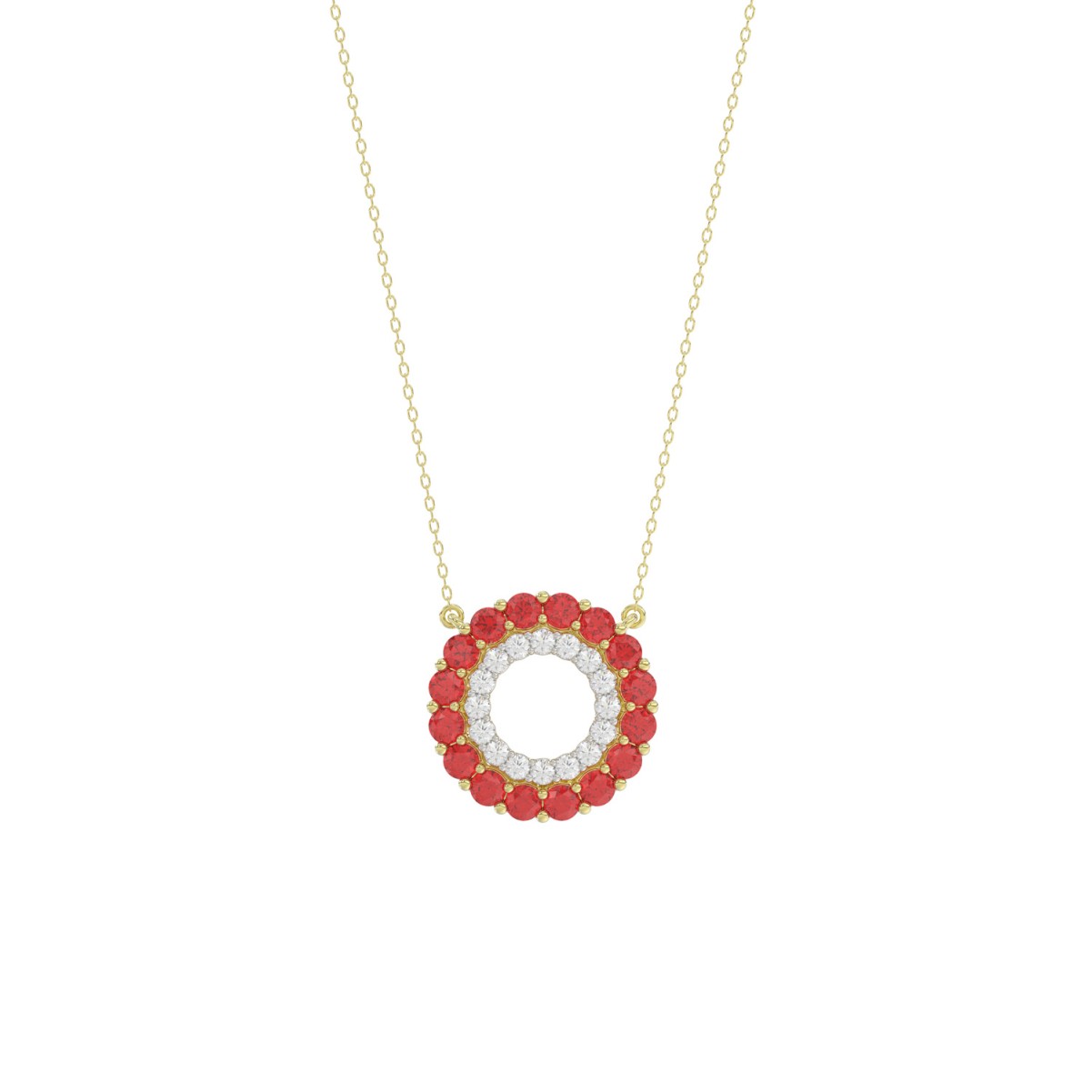 19256034_VA33513Y-10K-1201x1201.jpg 10K YELLOW GOLD 1/2CT ROUND DIAMOND LADIES PENDANT WITH CHAIN (ROUND RUBY DIAMOND 1/3CT) - Image 1