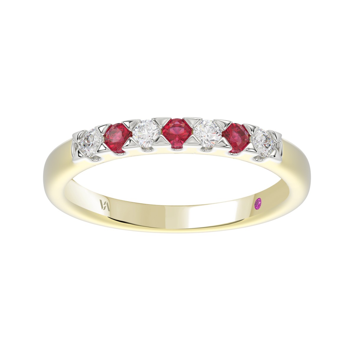 19256063_VA33475Y-10K-1201x1201.jpg 10K YELLOW GOLD 1/3CT ROUND DIAMOND LADIES RING (ROUND RUBY DIAMOND 1/6CT) - Image 1