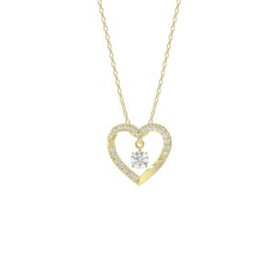 10K YELLOW GOLD 1/4CT ROUND DIAMOND LADIES PENDANT WITH CHAIN