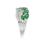 14K WHITE GOLD 1 7/8CT ROUND/MARQUISE/PEAR DIAMOND LADIES FASHION RING( COLOR STONE MARQUISE GREEN EMERALD DIAMOND/PEAR 1.45CT/ 12 STONE) - Image 4